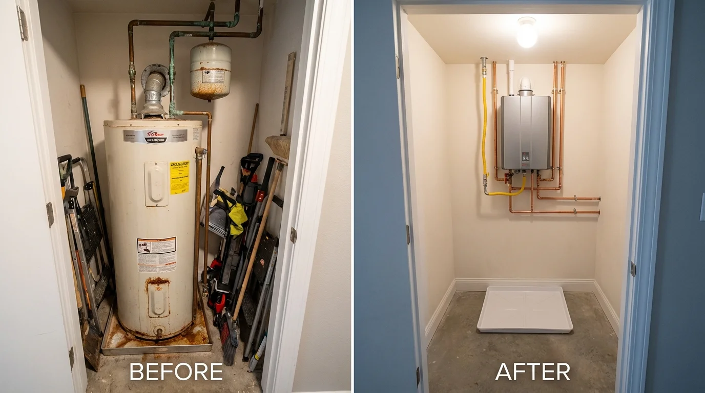 Tank water heater versus wall-mounted tankless unit comparison for Franklin, NH homeowners